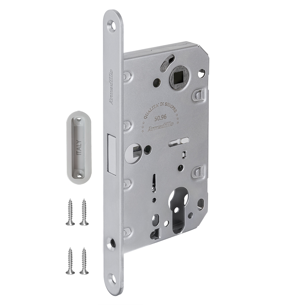 Фото Замок межкомнатный магнитный под цилиндр с ответной планкой GRAVITY G02.196.50.85 MWSC итал тисненый